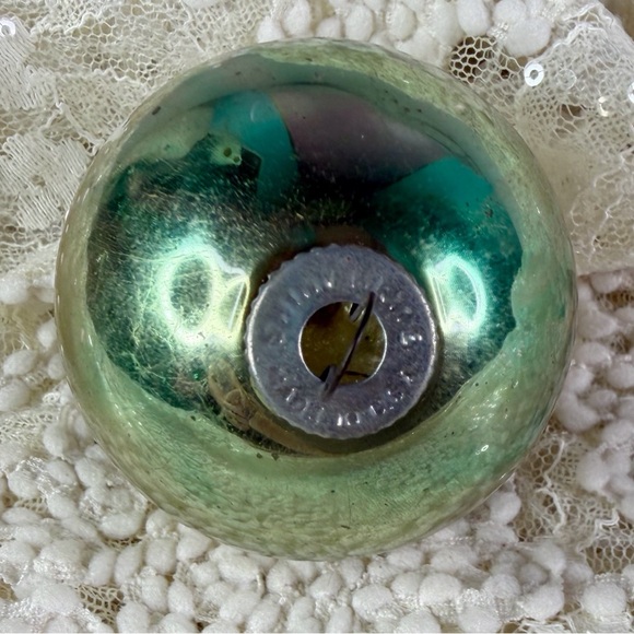 Shiny Brite Christmas Light Green Mercury Glass Stenciled Ornament Vintage Deer - Picture 4 of 6